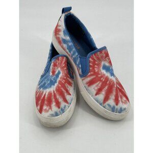 Skechers Women's Slip On Sneakers Tie Dye Canvas Red White Blue Size 7M